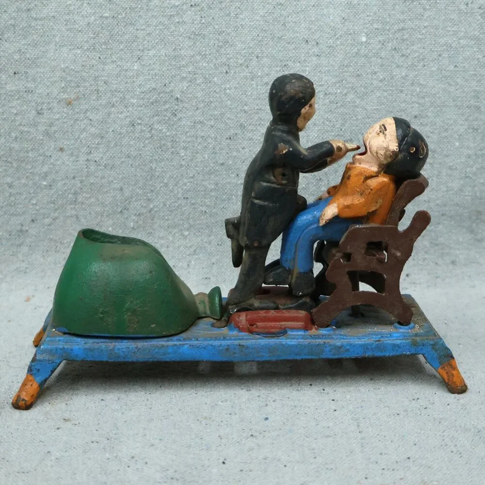 Collectable Cast Iron Mechanical Bank Dentist Pulling Tooth